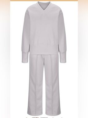 NWOT White sweatpants and long sleeve v-neck sweatshirt.